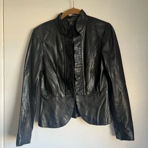 White House Black Market peplum 100% leather jacket Size XXS